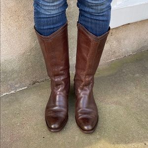 Tall brown leather Frye boots!